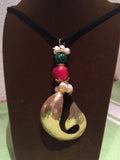 Collier-pendentif "Poisson" Corail et perles précieuses