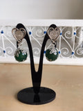 Boucles d'oreilles en filigrane plaqué Argent et Agate verte